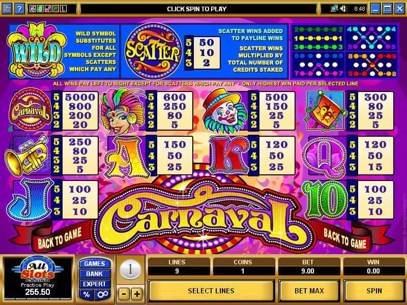 Carnaval Slots made by Microgaming - Info and Rules