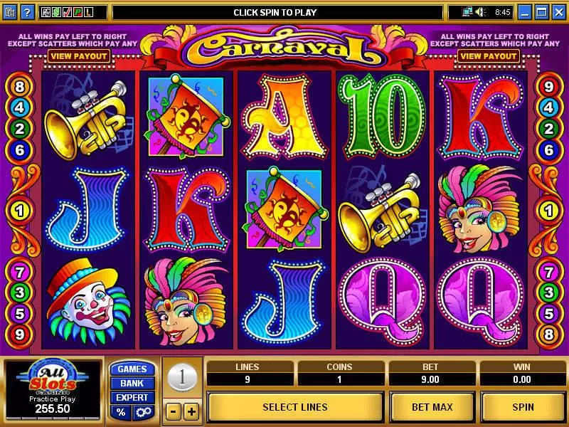 Carnaval Slots made by Microgaming - Main Screen Reels