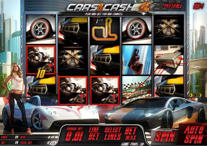 Cars & Ca$h Slots made by Sheriff Gaming - Main Screen Reels