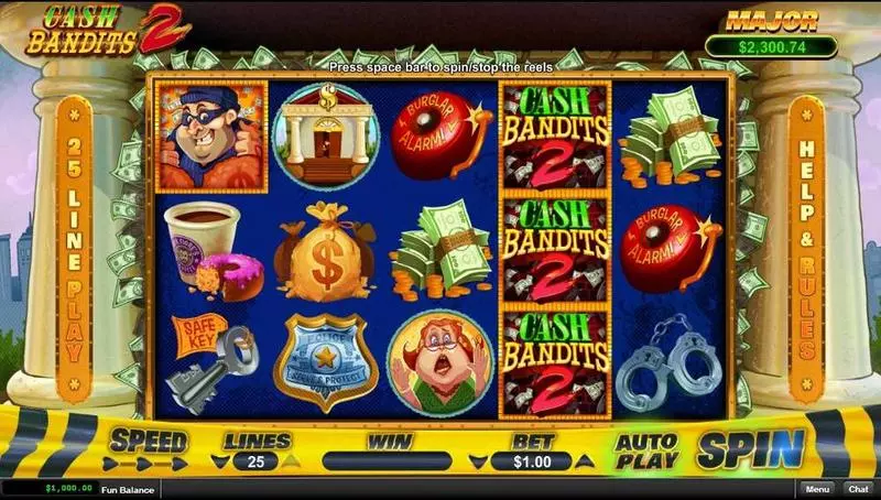 Cash Bandit 2 Slots made by RTG - Main Screen Reels