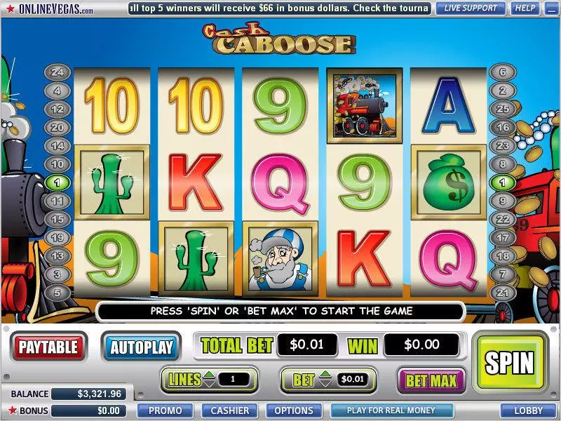 Cash Caboose Slots made by WGS Technology - Main Screen Reels