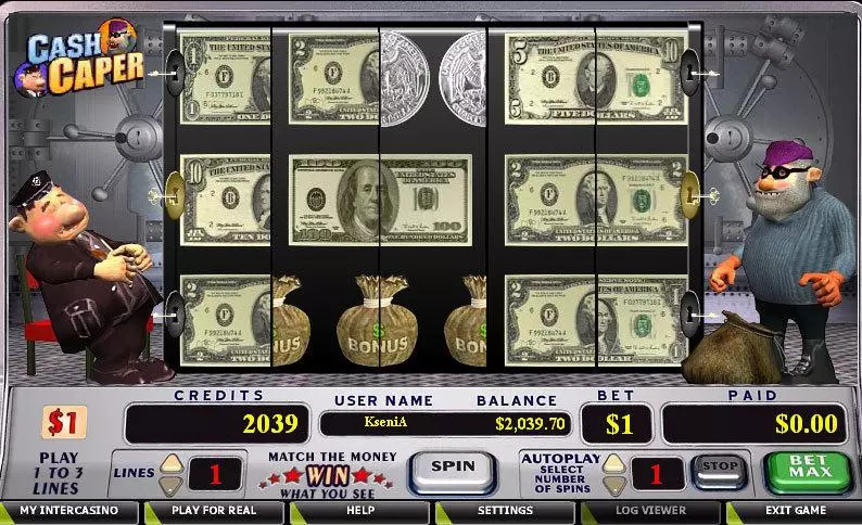 Cash Caper Slots made by CryptoLogic - Main Screen Reels