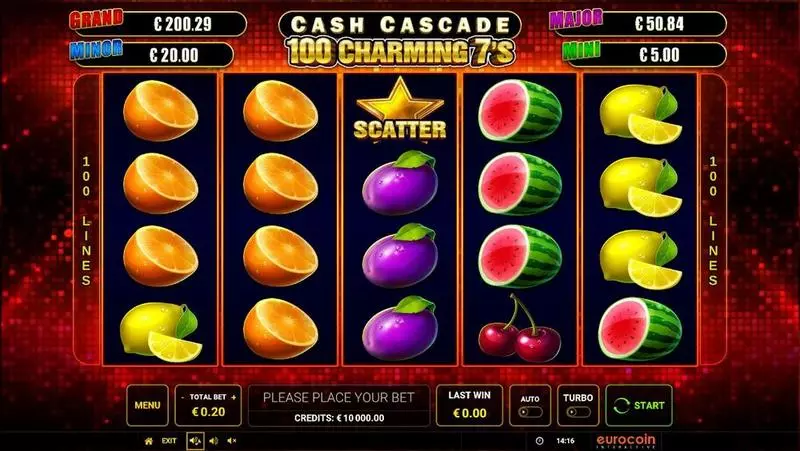 Cash Cascade – 100 Charming 7’s Slots made by Greentube - Main Screen Reels