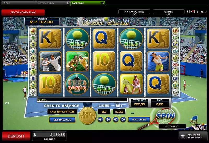 Cash Slam Slots made by 888 - Main Screen Reels
