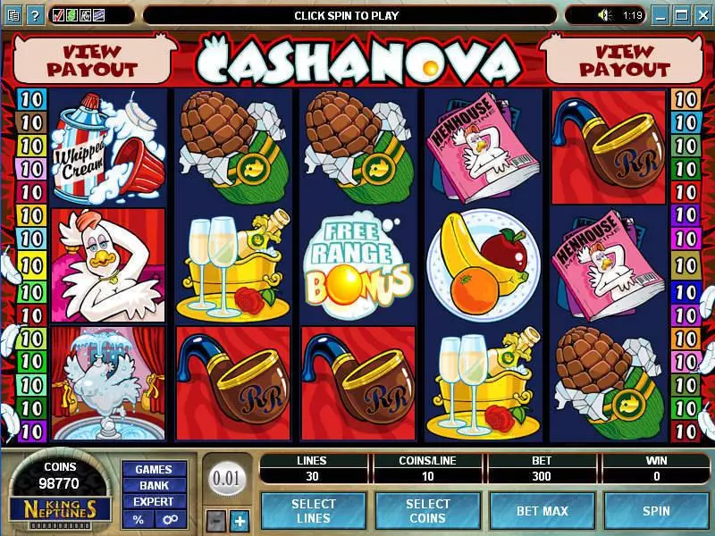 Cashanova Slots made by Microgaming - Main Screen Reels