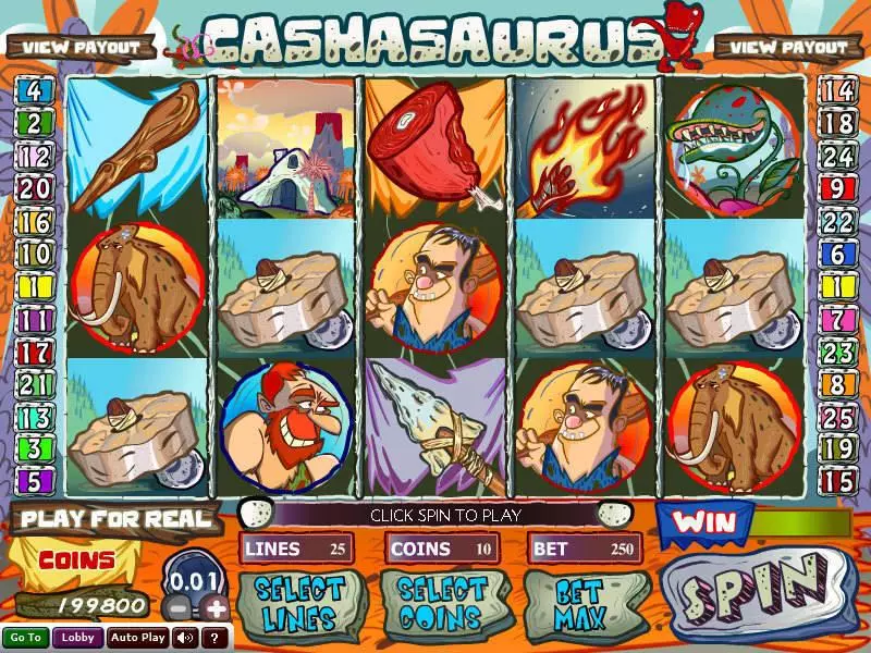 Cashasaurus Slots made by Wizard Gaming - Main Screen Reels