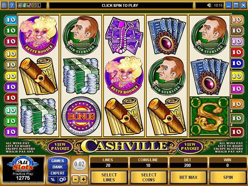 Cashville Slots made by Microgaming - Main Screen Reels