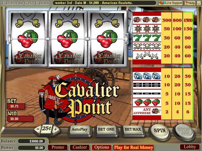 Cavalier Point Slots made by Vegas Technology - Main Screen Reels