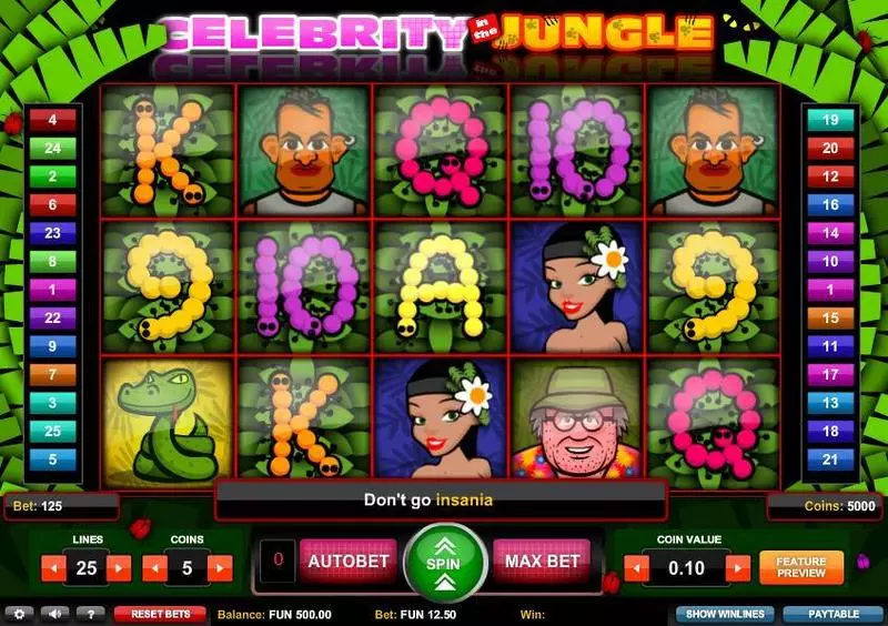 Celebrity in the Jungle Slots made by 1x2 Gaming - Main Screen Reels