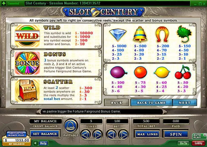 Century Slots made by 888 - Info and Rules
