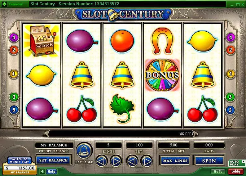 Century Slots made by 888 - Main Screen Reels