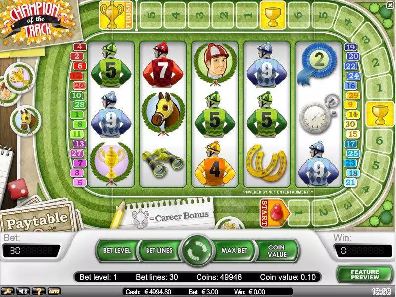 Champion of the Track Slots made by NetEnt - Main Screen Reels