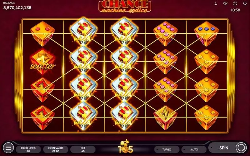 Chance Machine 40 Dice Slots made by Endorphina - Main Screen Reels