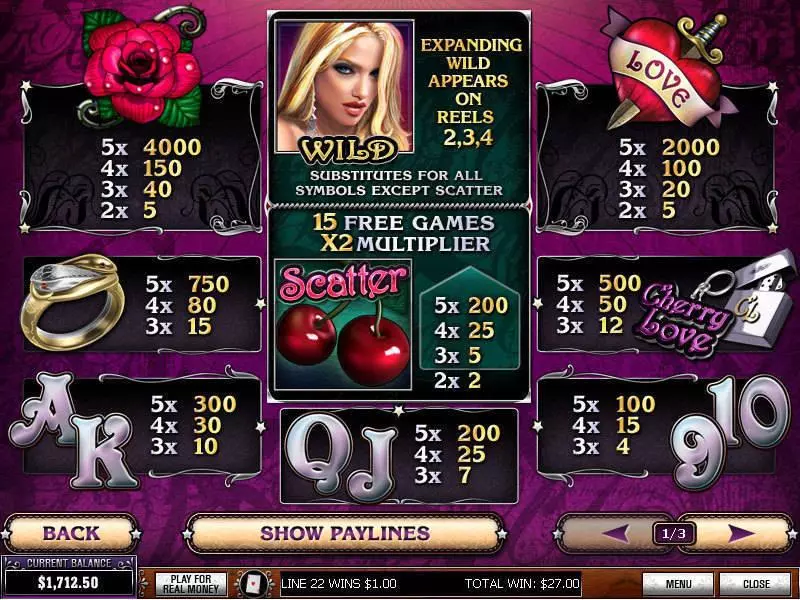 Cherry Love Slots made by PlayTech - Info and Rules