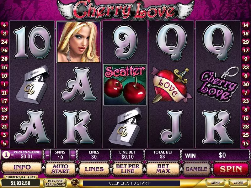 Cherry Love Slots made by PlayTech - Main Screen Reels
