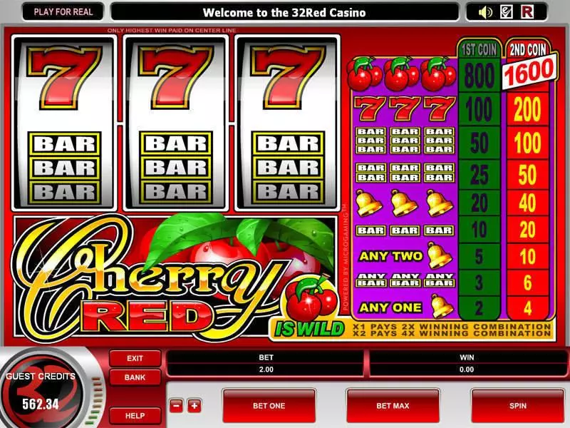 Cherry Red Slots made by Microgaming - Main Screen Reels