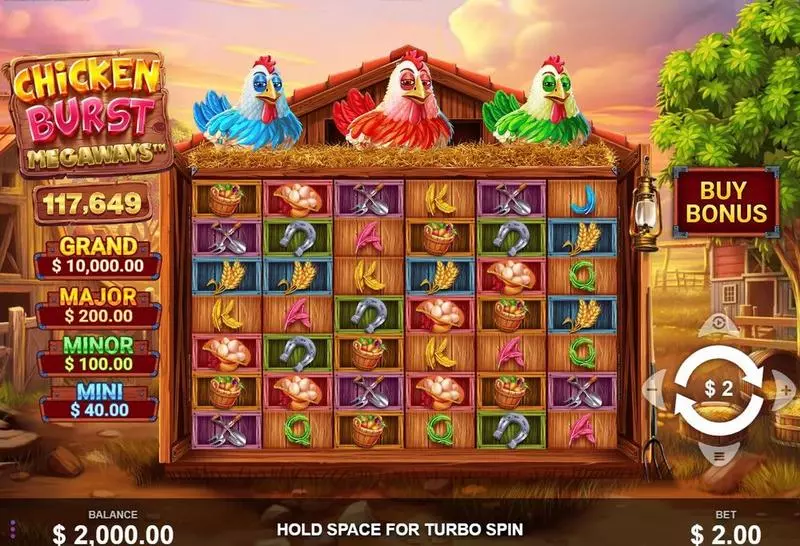 Chicken Burst Megaways Slots made by Wizard Games - Main Screen Reels