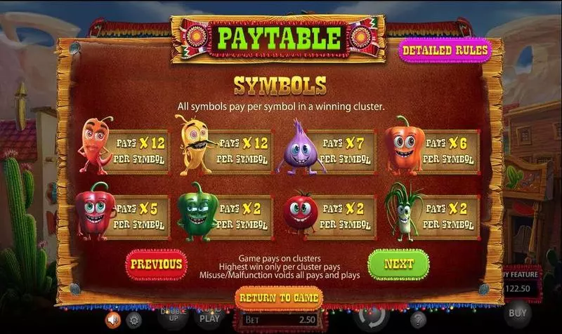 Chillipop Slots made by BetSoft - Paytable