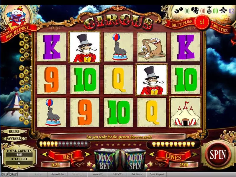 Circus Slots made by bwin.party - Main Screen Reels