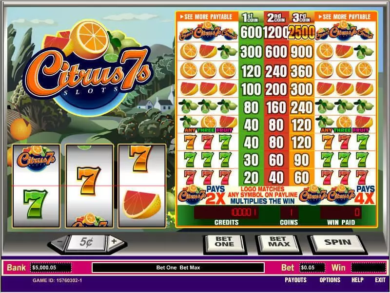 Citrus 7s Slots made by Parlay - Main Screen Reels