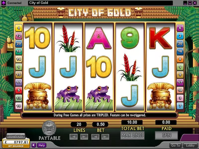 City of Gold Slots made by 888 - Main Screen Reels