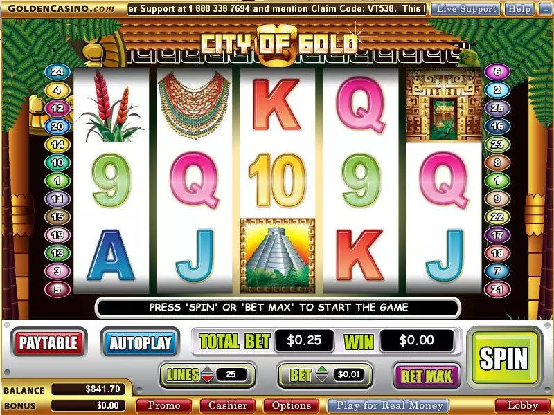 City of Gold Slots made by WGS Technology - Main Screen Reels