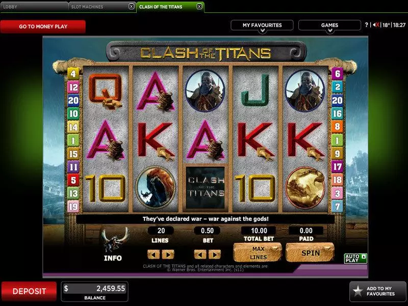 Clash of the Titans Slots made by 888 - Main Screen Reels