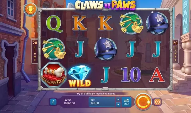 Claws vs Paws Slots made by Playson - Main Screen Reels