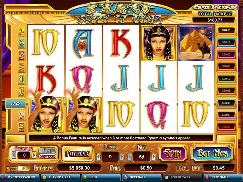 Cleo Queen of Egypt Slots made by CryptoLogic - Main Screen Reels