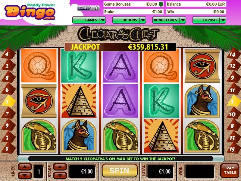 Cleopatras Chest Slots made by Virtue Fusion - Main Screen Reels