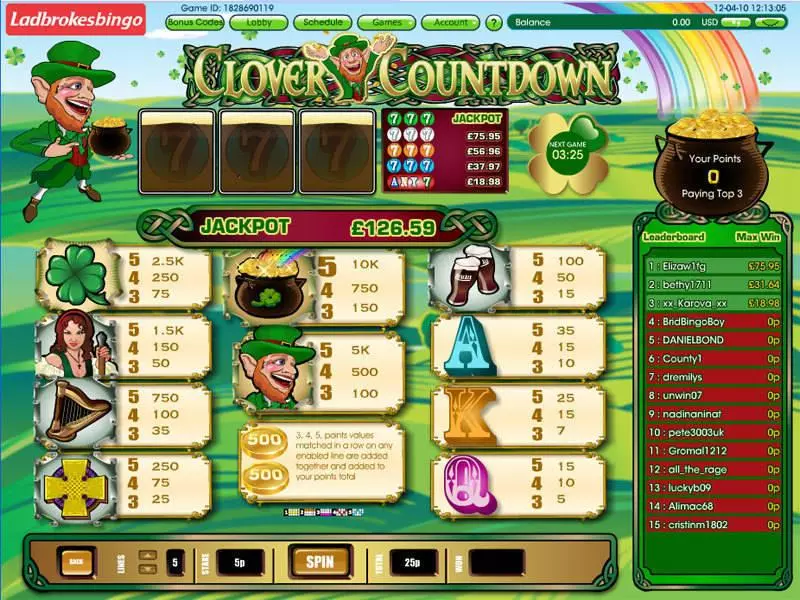 Clover Countdown Mini Slots made by Virtue Fusion - Info and Rules