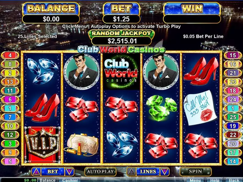 Club World Casinos! Slots made by RTG - Main Screen Reels