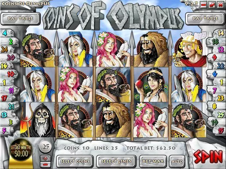 Coins of Olympus Slots made by Rival - Main Screen Reels