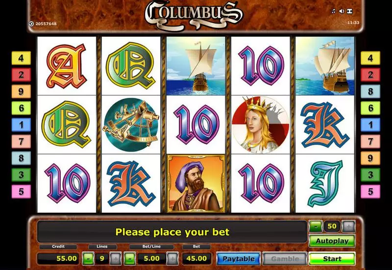 Columbus Slots made by Novomatic - Main Screen Reels