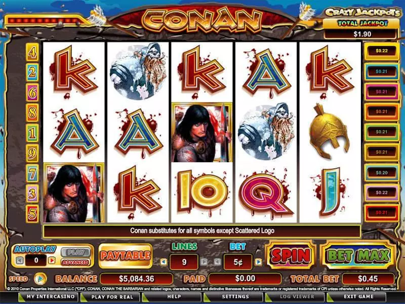 Conan the Barbarian Slots made by CryptoLogic - Main Screen Reels