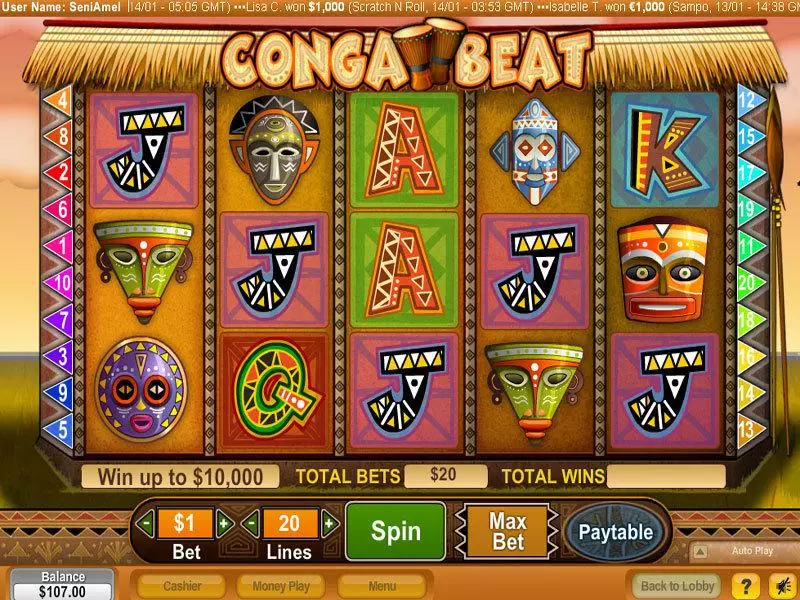 Conga Beat Slots made by NeoGames - Main Screen Reels