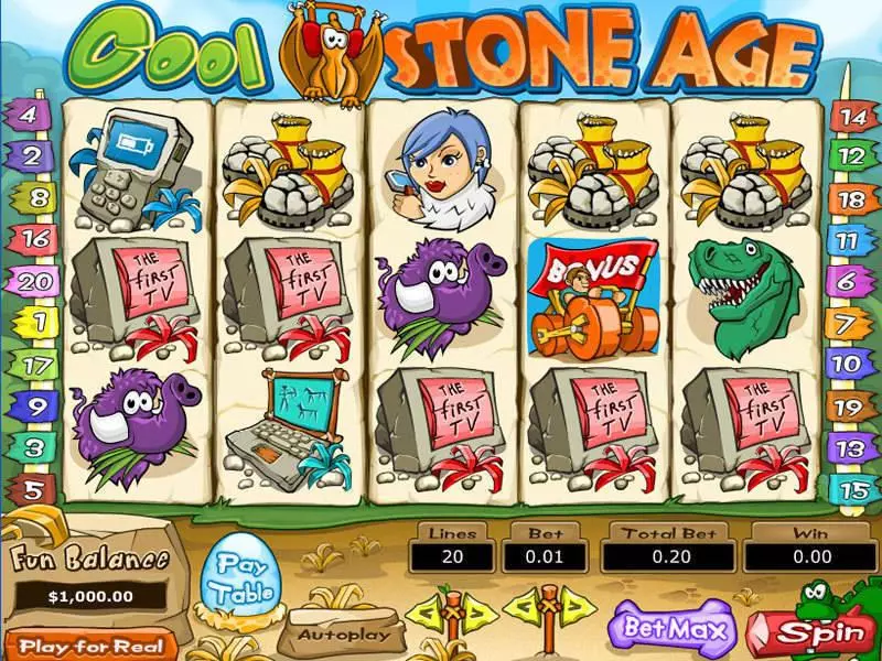 Cool Stone Age Slots made by Topgame - Main Screen Reels