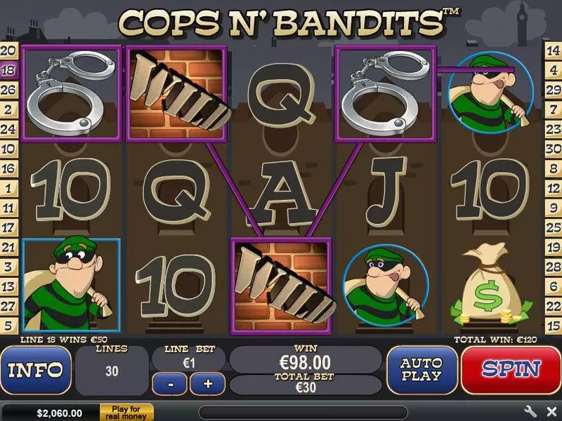 Cops n' Bandits Slots made by PlayTech - Main Screen Reels