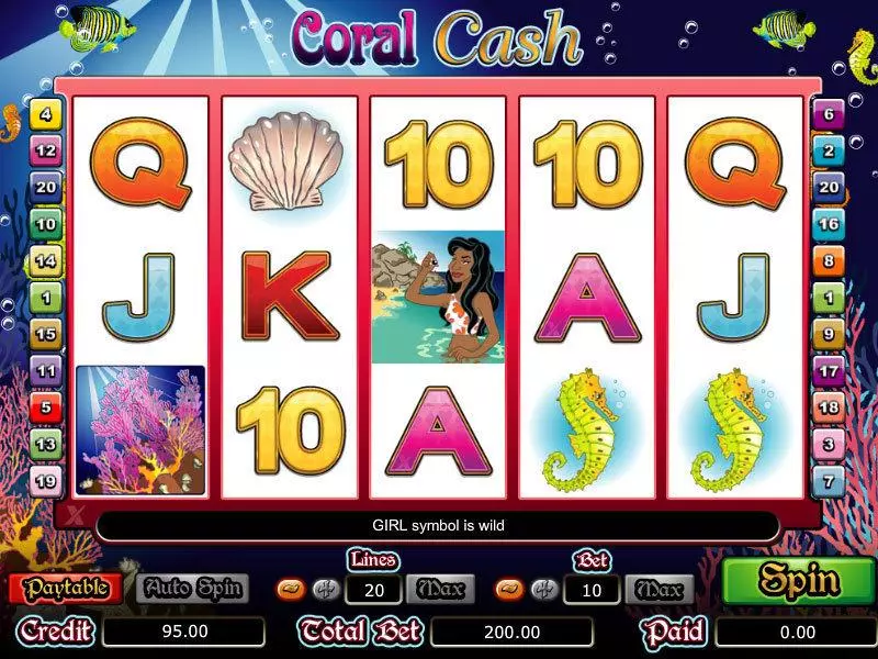 Coral Cash Slots made by bwin.party - Main Screen Reels