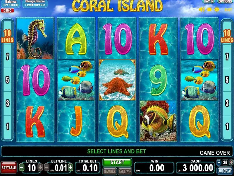 Coral Island Slots made by EGT - Main Screen Reels