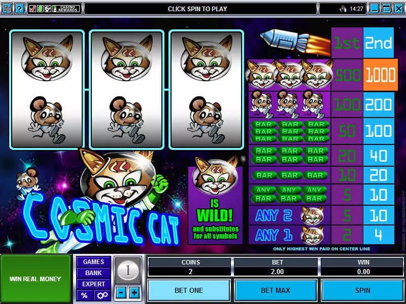 Cosmic Cat Slots made by Microgaming - Main Screen Reels