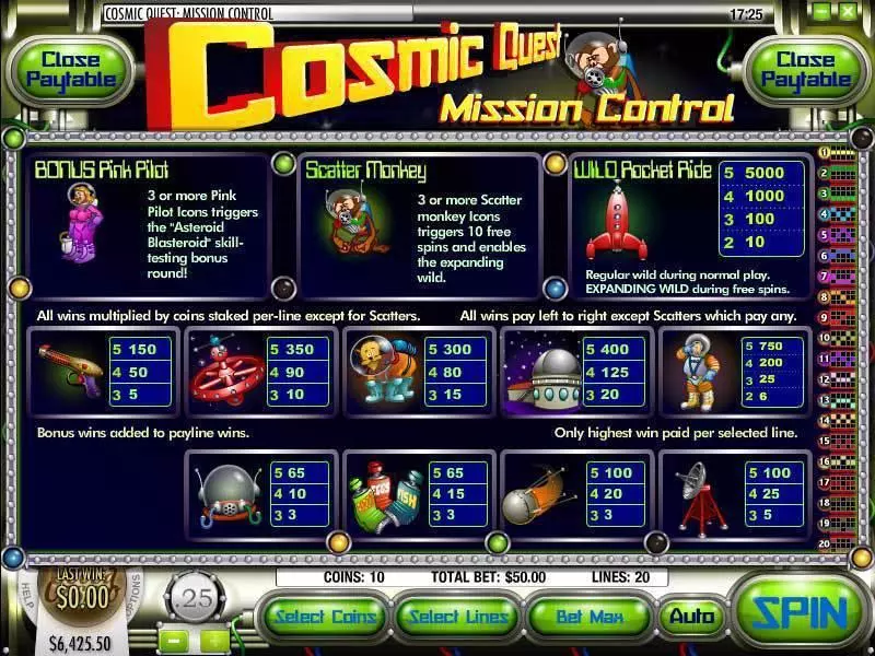 Cosmic Quest Episode One Slots made by Rival - Info and Rules