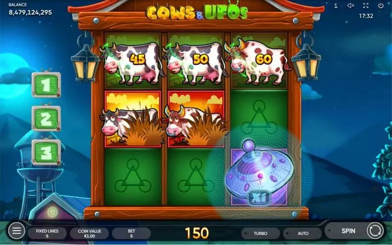 Cows & UFOs Slots made by Endorphina - Main Screen Reels