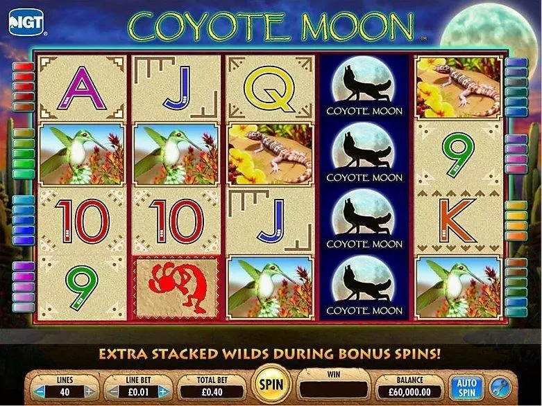 Coyote Moon Slots made by IGT - Introduction Screen