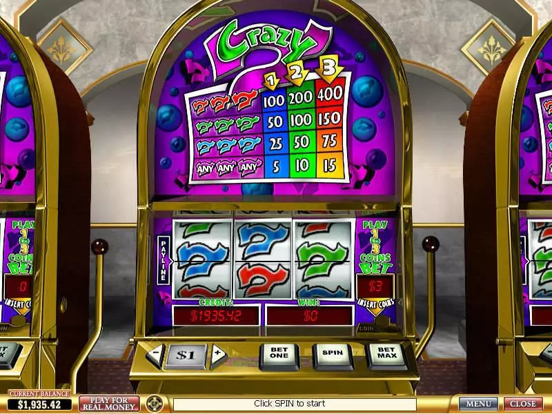 Crazy 7 Slots made by PlayTech - Main Screen Reels