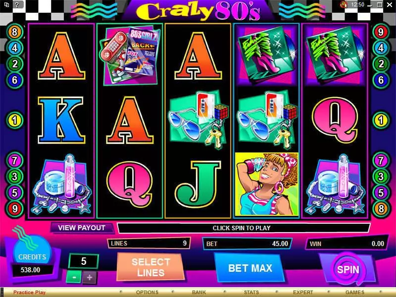 Crazy 80s Slots made by Microgaming - Main Screen Reels