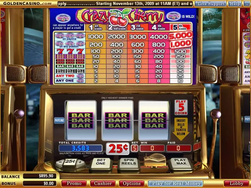 Crazy Cherry Slots made by WGS Technology - Main Screen Reels