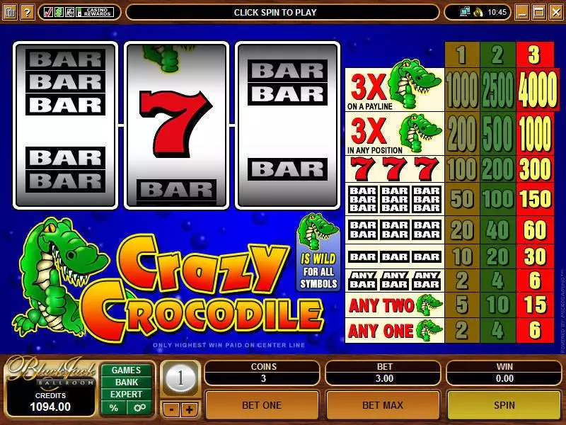 Crazy Crocodile Slots made by Microgaming - Main Screen Reels