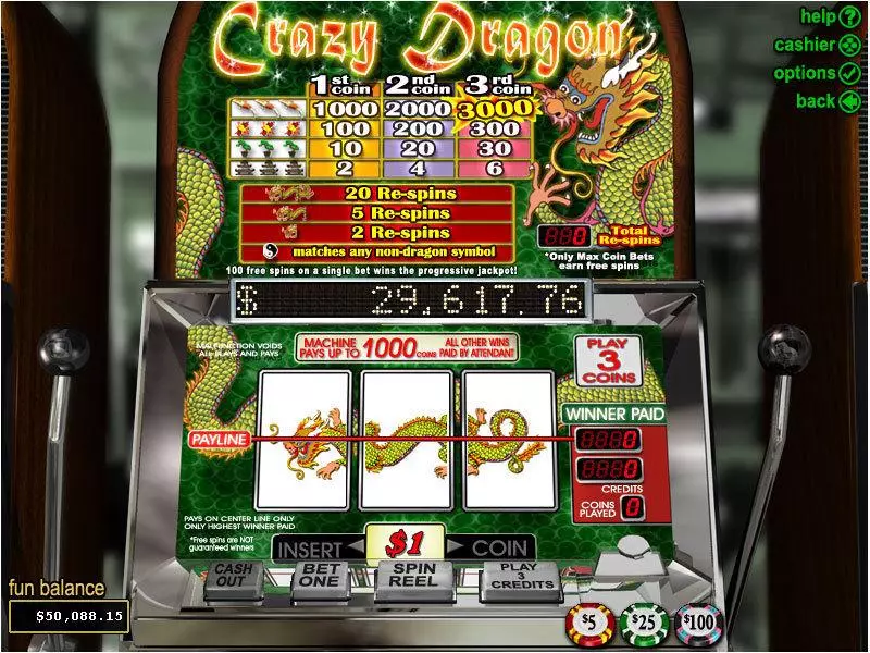 Crazy Dragon Slots made by RTG - Main Screen Reels