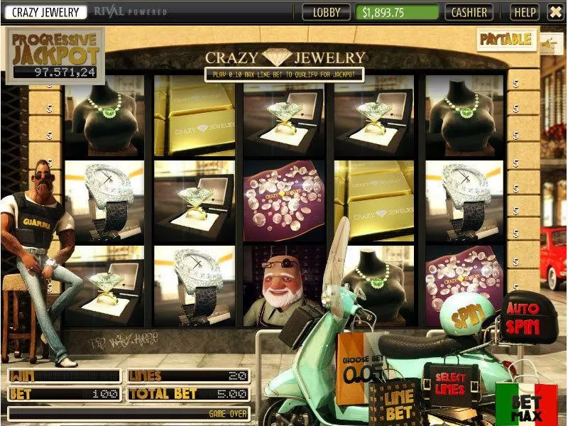 Crazy Jewelry Slots made by Sheriff Gaming - Main Screen Reels